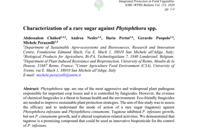 Characterization of a rare sugar against Phytophthora spp.
