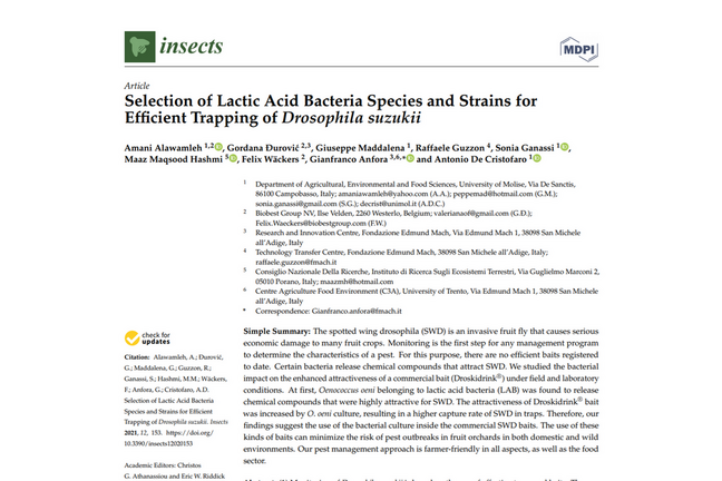 Selection of Lactic Acid Bacteria Species and Strains for Efficient Trapping of Drosophila suzukii