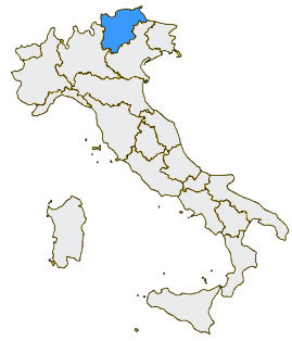 position of Trentino Alto Adige in Italy